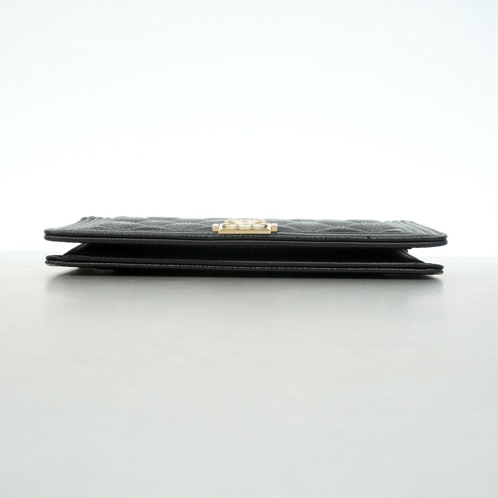 Chanel Wallet Boy Caviar Leather Black Gold — view 3