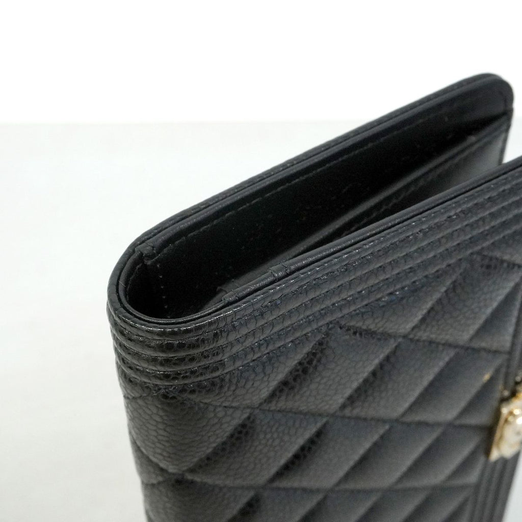 Chanel Wallet Boy Caviar Leather Black Gold — view 6