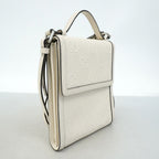 Gucci Shoulder Bag GG Embossed Leather White Silver — view 2