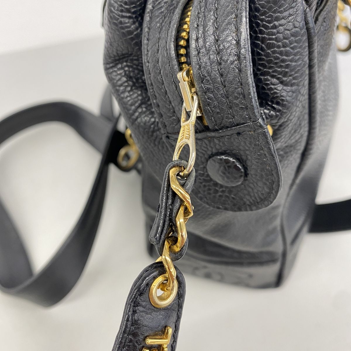 Chanel Shoulder Bag Triple Coco Caviar Leather Black Gold — view 7