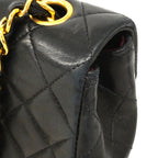 Chanel Shoulder Bag Quilted Lambskin Black Gold — view 6