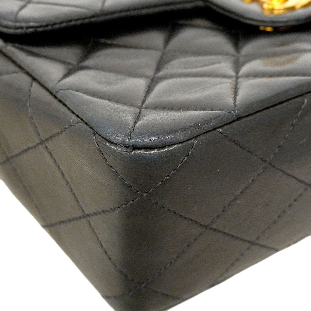 Chanel Shoulder Bag Quilted Lambskin Black Gold — view 7
