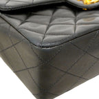 Chanel Shoulder Bag Quilted Lambskin Black Gold — view 7