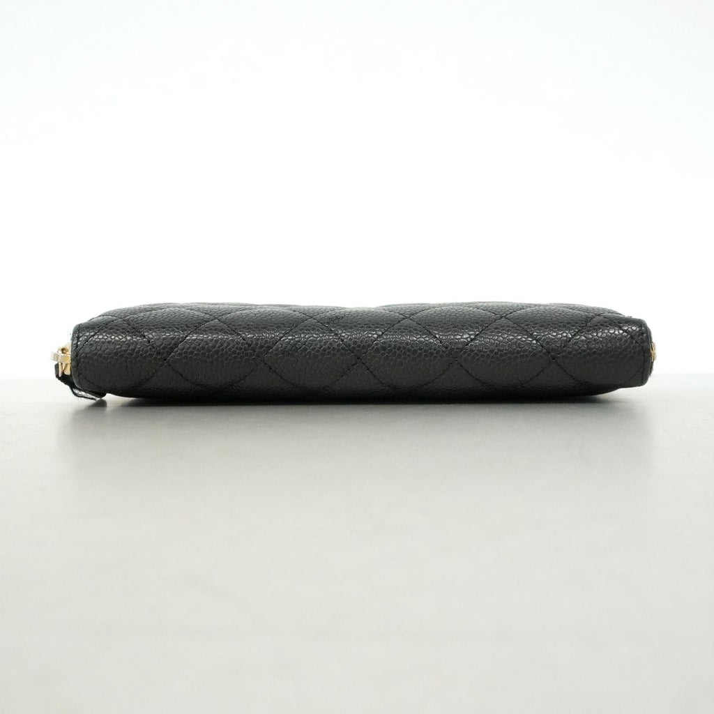 Chanel Wallet Quilted Caviar Leather Black Gold — view 3