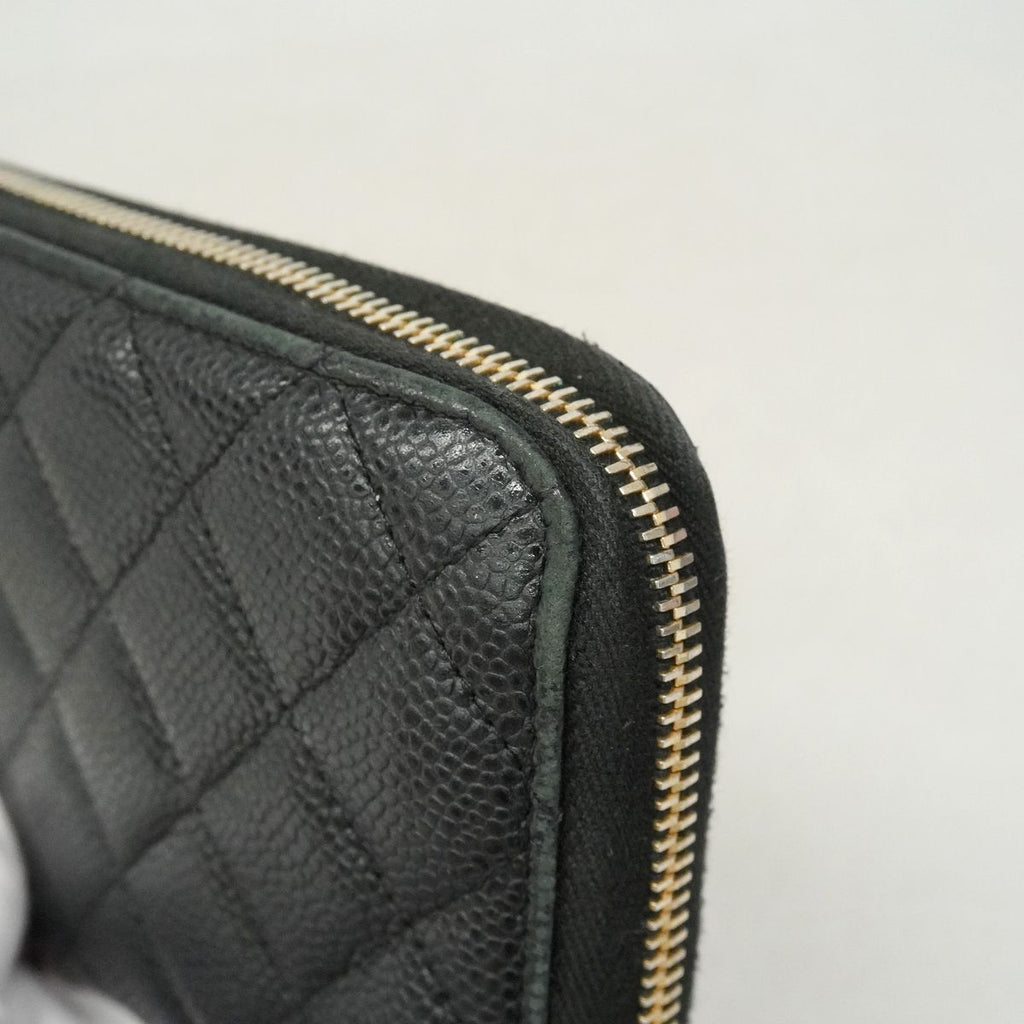 Chanel Wallet Quilted Caviar Leather Black Gold — view 7