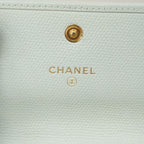 Chanel Trifold Wallet Coco Buttons Caviar Leather Light Green Gold — view 5