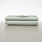 Chanel Trifold Wallet Coco Buttons Caviar Leather Light Green Gold — view 3