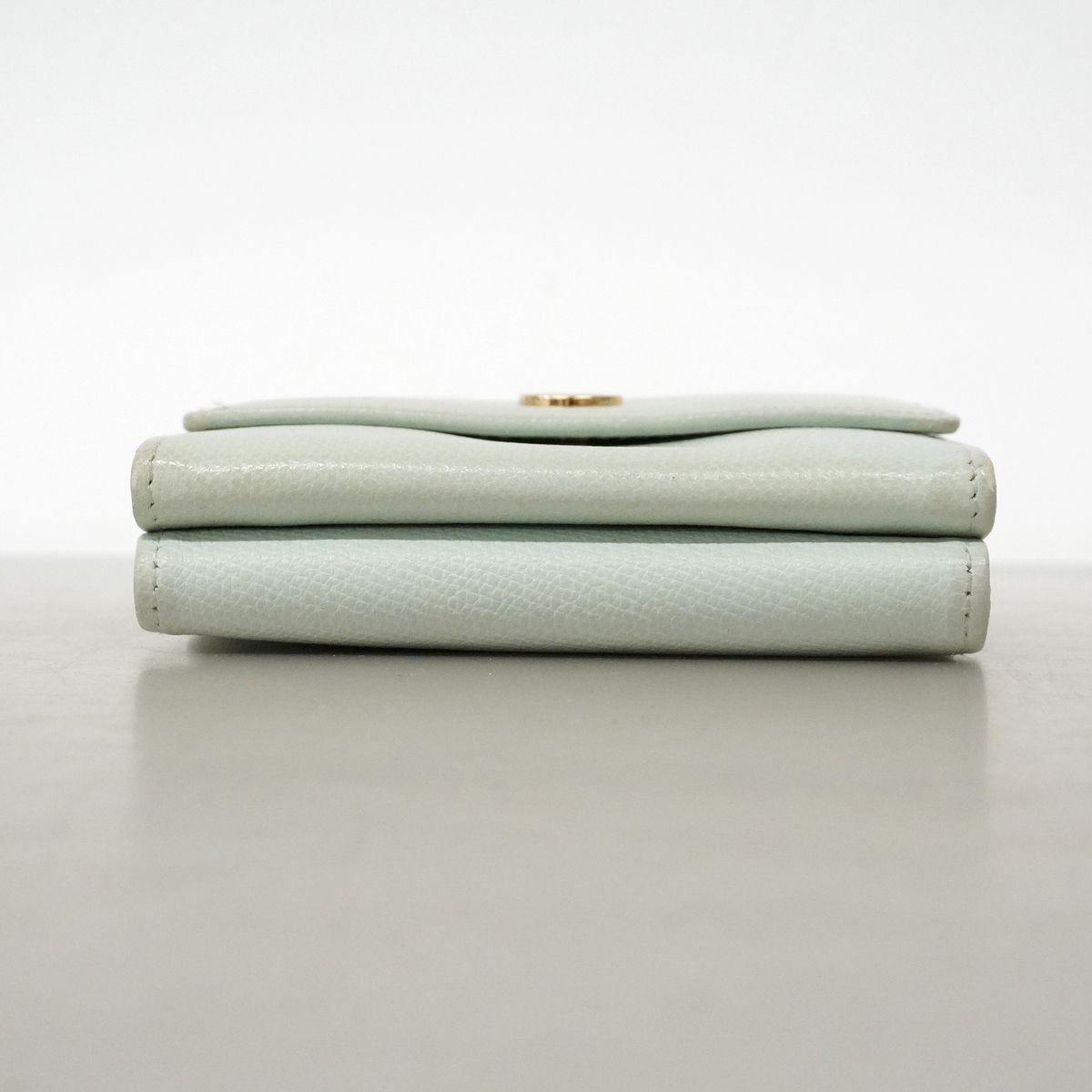Chanel Trifold Wallet Coco Buttons Caviar Leather Light Green Gold — view 3
