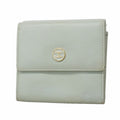 Chanel Trifold Wallet Coco Buttons Caviar Leather Light Green Gold