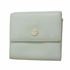 Chanel Trifold Wallet Coco Buttons Caviar Leather Light Green Gold