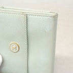 Chanel Trifold Wallet Coco Buttons Caviar Leather Light Green Gold — view 8