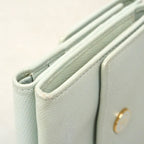 Chanel Trifold Wallet Coco Buttons Caviar Leather Light Green Gold — view 6