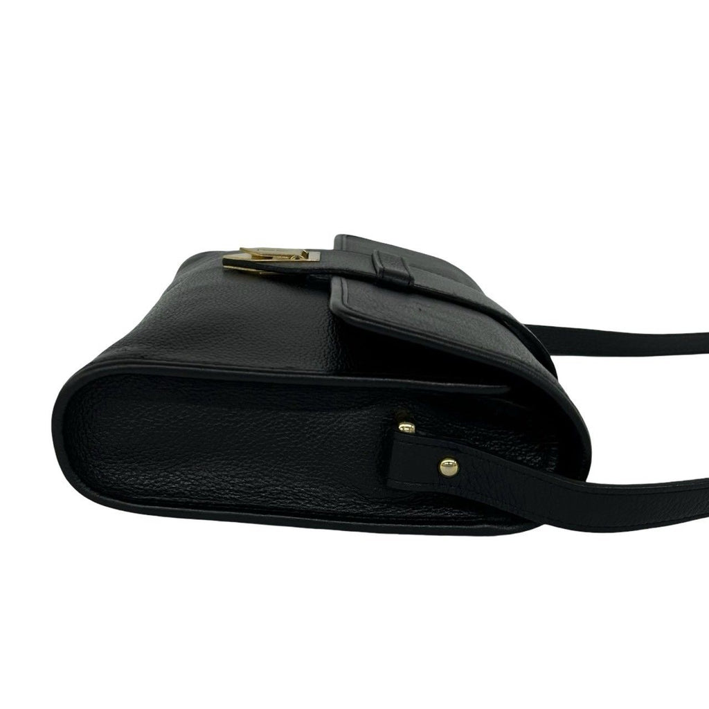 Saint Laurent Vintage YSL Logo Leather Shoulder Bag Pochette Black — view 6