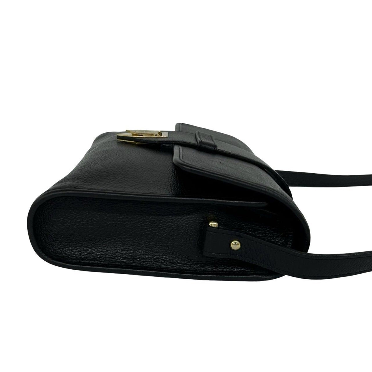 Saint Laurent Vintage YSL Logo Leather Shoulder Bag Pochette Black — view 6