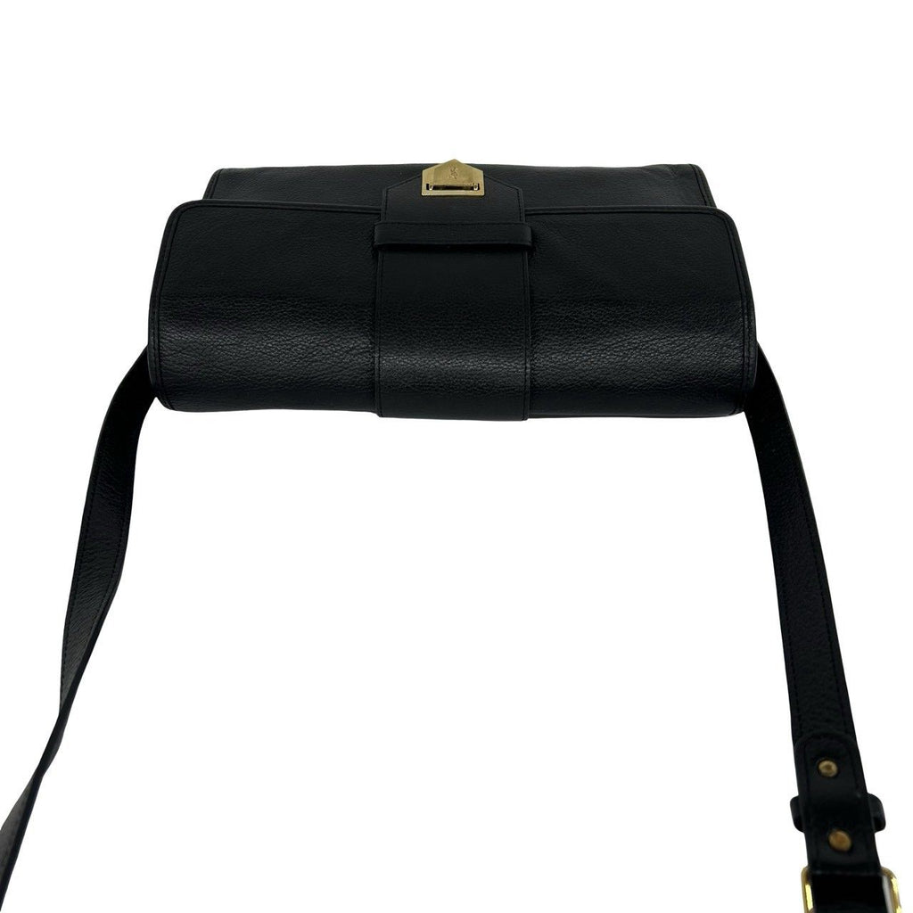 Saint Laurent Vintage YSL Logo Leather Shoulder Bag Pochette Black — view 4