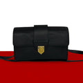 Saint Laurent Vintage YSL Logo Leather Shoulder Bag Pochette Black