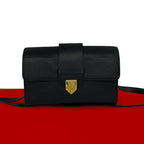 Saint Laurent Vintage YSL Logo Leather Shoulder Bag Pochette Black