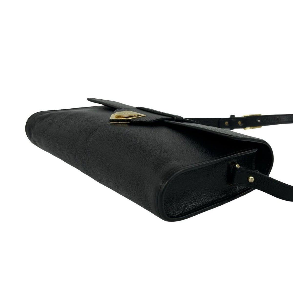 Saint Laurent Vintage YSL Logo Leather Shoulder Bag Pochette Black — view 8