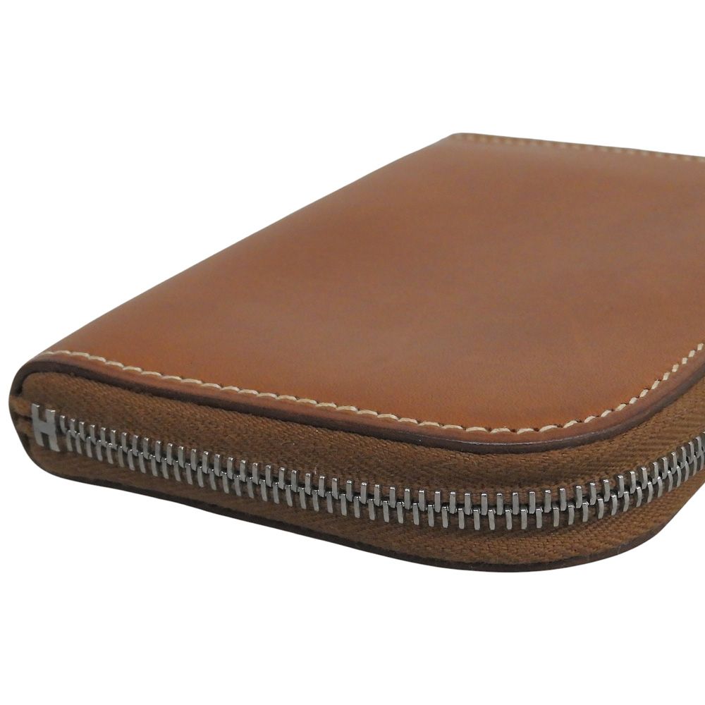 Hermes Remix Mini L-shaped Zipper Leather Coin Purse Card Case Brown — view 4