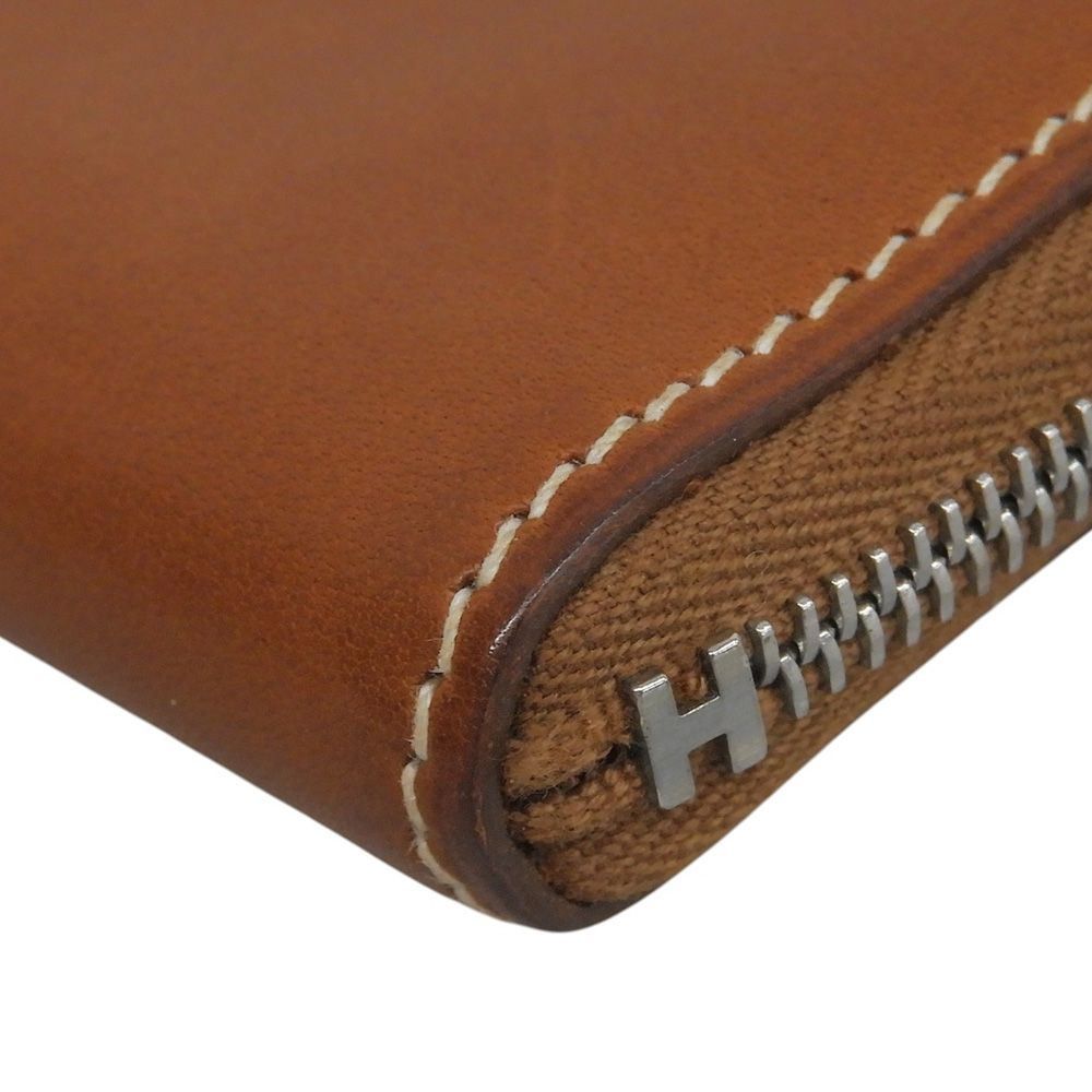 Hermes Remix Mini L-shaped Zipper Leather Coin Purse Card Case Brown — view 3