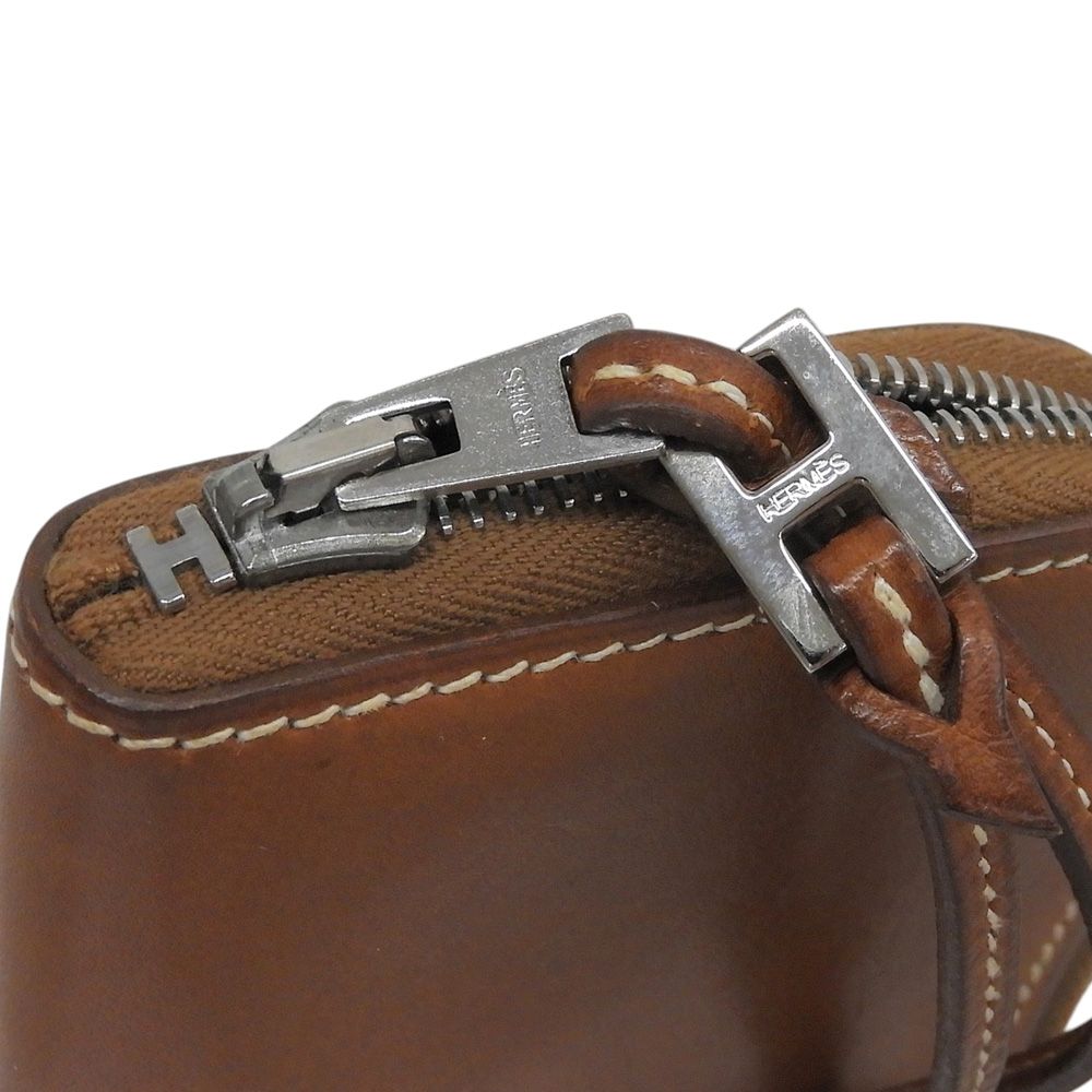 Hermes Remix Mini L-shaped Zipper Leather Coin Purse Card Case Brown — view 6