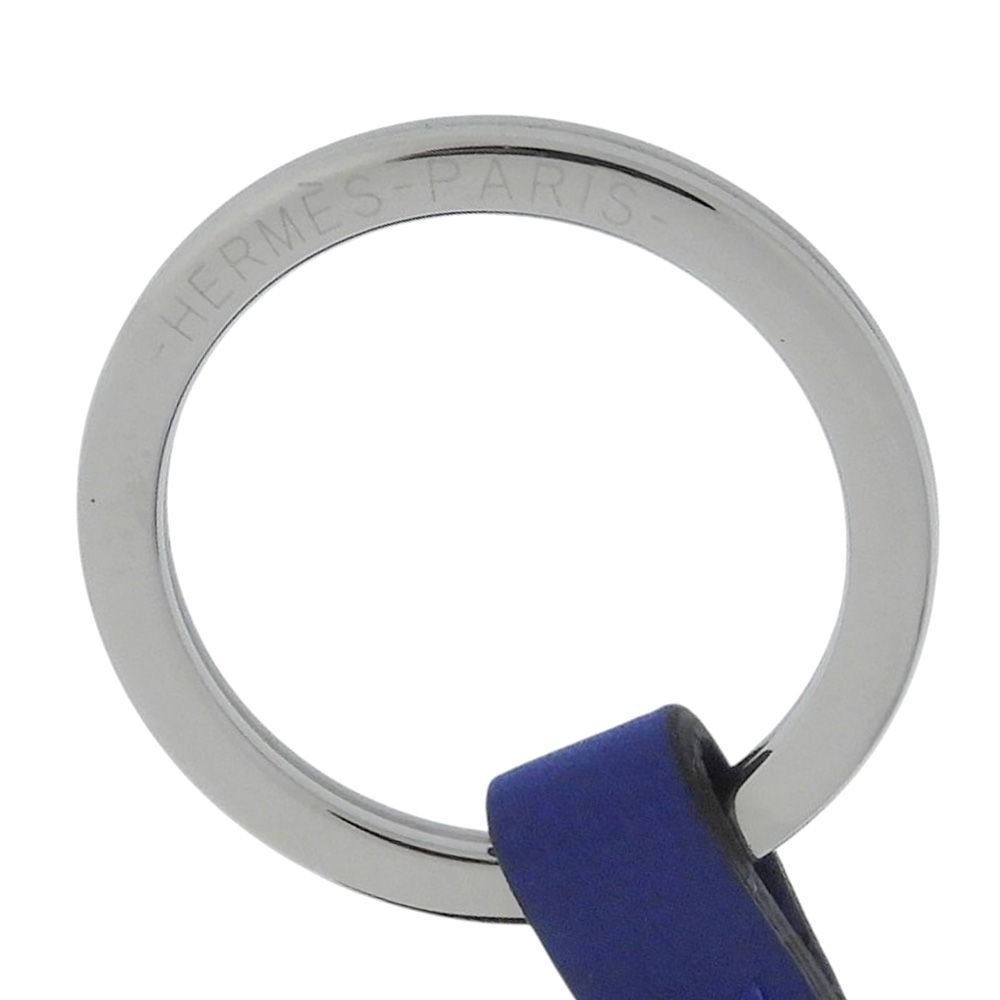 Hermes Motel Sunset Room 24 Leather Key Holder Charm Silver Blue Keychain — view 6
