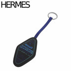 Hermes Motel Sunset Room 24 Leather Key Holder Charm Silver Blue Keychain