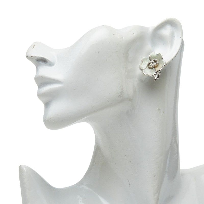 Chanel 04P CC Logo Clover Earrings Metal Rhinestone — view 5