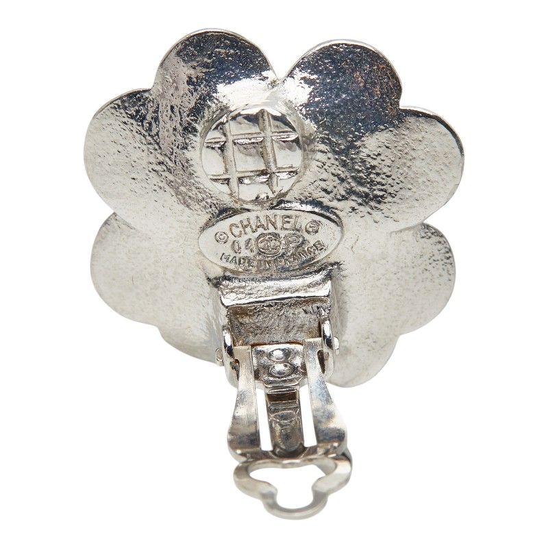 Chanel 04P CC Logo Clover Earrings Metal Rhinestone — view 4