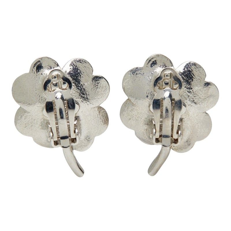 Chanel 04P CC Logo Clover Earrings Metal Rhinestone — view 3