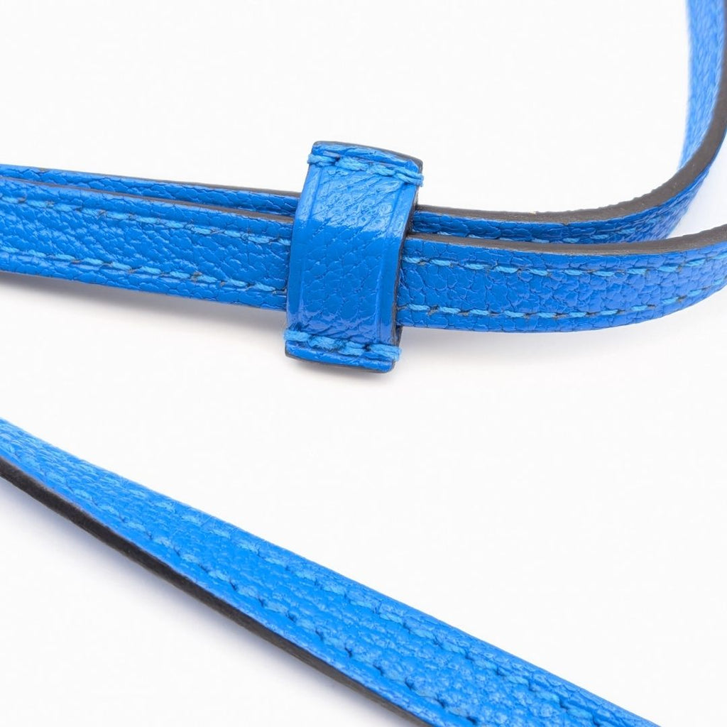Hermes H Tag Chevre Blue Hydra Phone Case Shoulder Strap — view 8
