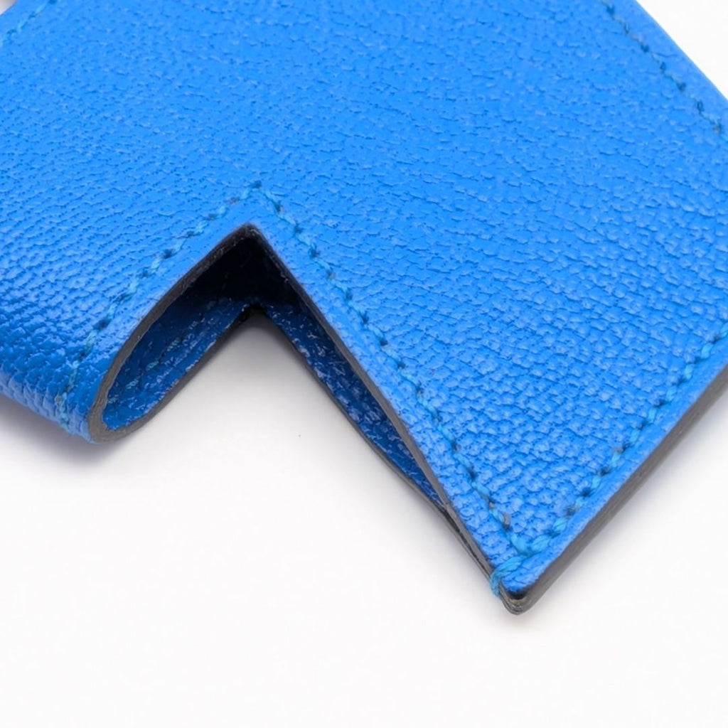 Hermes H Tag Chevre Blue Hydra Phone Case Shoulder Strap — view 5
