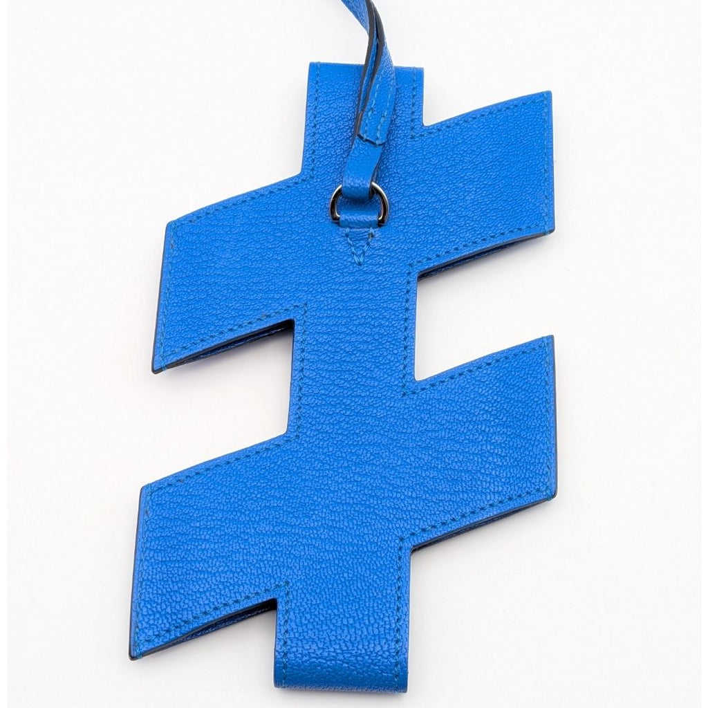 Hermes H Tag Chevre Blue Hydra Phone Case Shoulder Strap — view 3