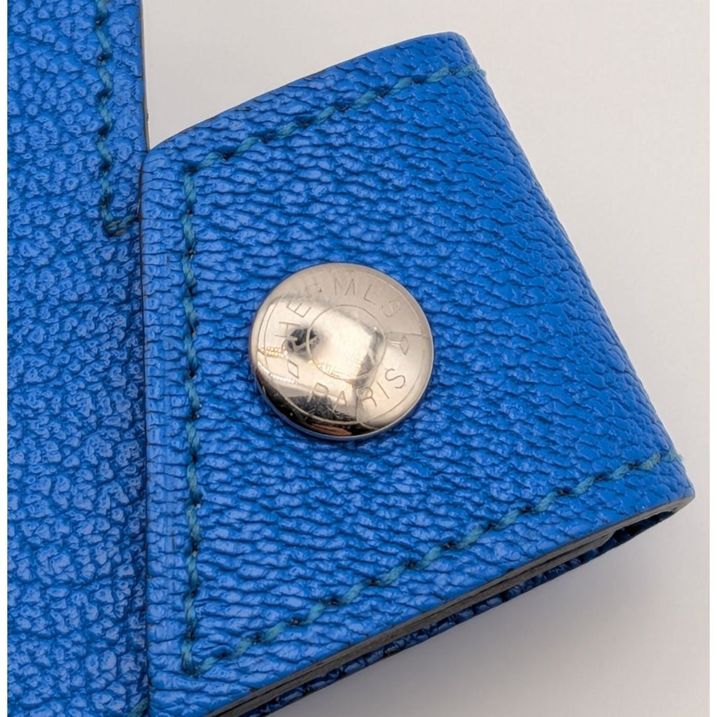 Hermes H Tag Chevre Blue Hydra Phone Case Shoulder Strap — view 6