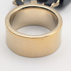 Chanel Ring CC Logo Turnlock Quilted Leather Bag Motif Black Gold — view 5