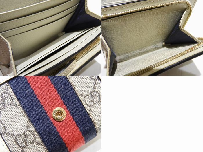 Gucci Ophidia Compact Wallet Canvas Leather GG Supreme Sherry Line — view 4