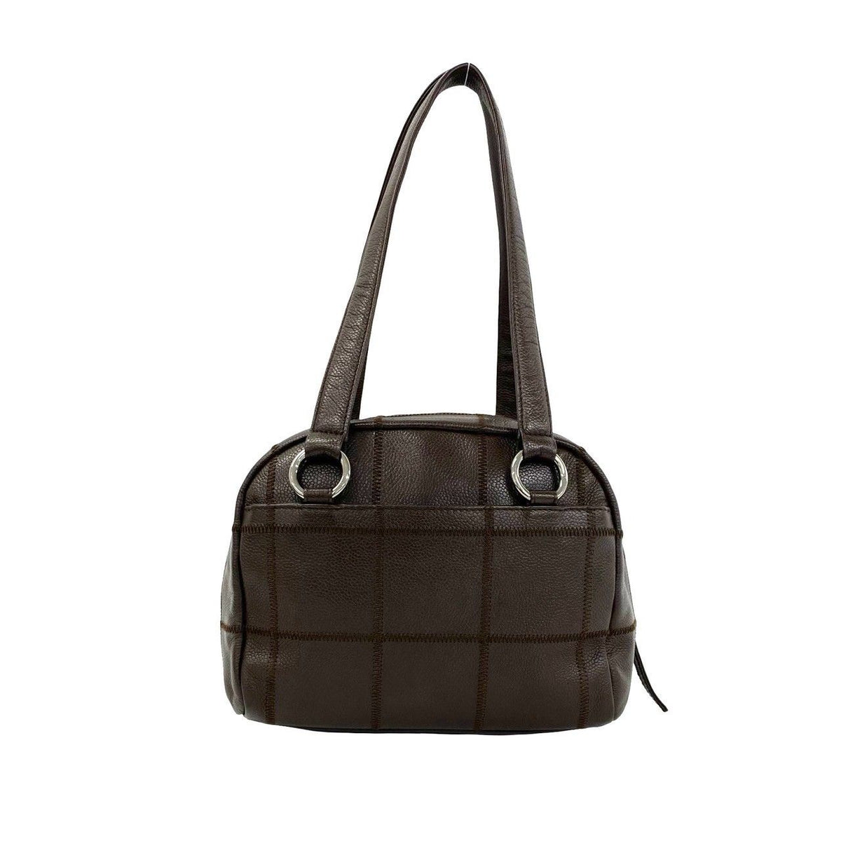Chanel Choco Bar Logo Caviar Leather Shoulder Bag Brown — view 3