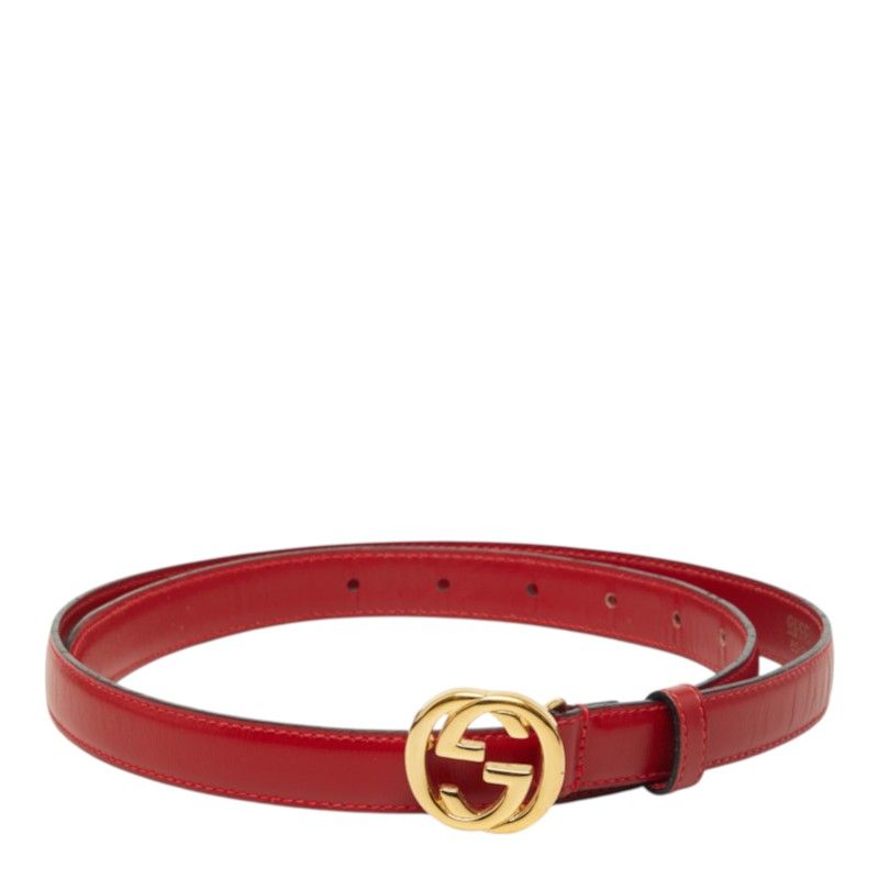 Gucci Interlocking G Belt 85/34 Red Leather
