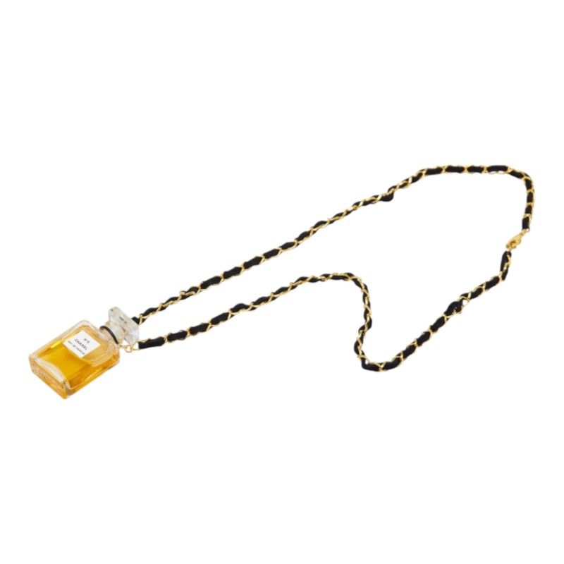 Chanel No. 5 Audu Parfum Perfume Bottle Chain Pendant Gold Black Plated Necklace — view 4