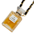Chanel No. 5 Audu Parfum Perfume Bottle Chain Pendant Gold Black Plated Necklace