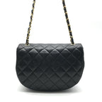 Chanel Chain Shoulder Bag Quilted CC Logo Flap Vintage Black — view 2