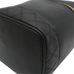 Chanel Vintage Vanity Bag Black Leather Gold CC Logo with Card — view 8