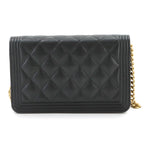 Chanel Boy Chain Wallet Caviar Leather Black Shoulder Bag — view 2