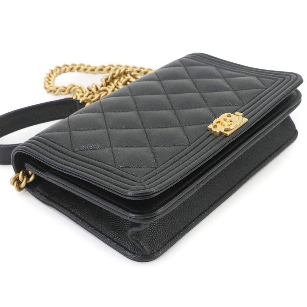 Chanel Boy Chain Wallet Caviar Leather Black Shoulder Bag — view 4