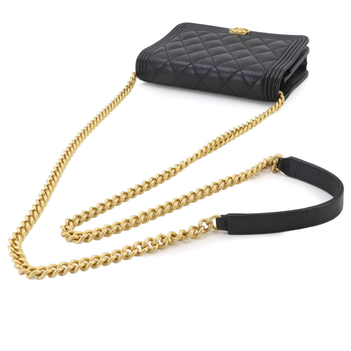 Chanel Boy Chain Wallet Caviar Leather Black Shoulder Bag — view 5