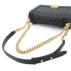 Chanel Boy Chain Shoulder Bag Lambskin Black Gold — view 5