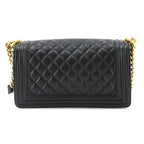 Chanel Boy Chain Shoulder Bag Lambskin Black Gold — view 2