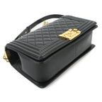 Chanel Boy Chain Shoulder Bag Lambskin Black Gold — view 4