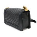 Chanel Boy Chain Shoulder Bag Lambskin Black Gold — view 3
