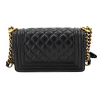 Chanel Boy Small Chain Shoulder Bag Lambskin Black Gold — view 2
